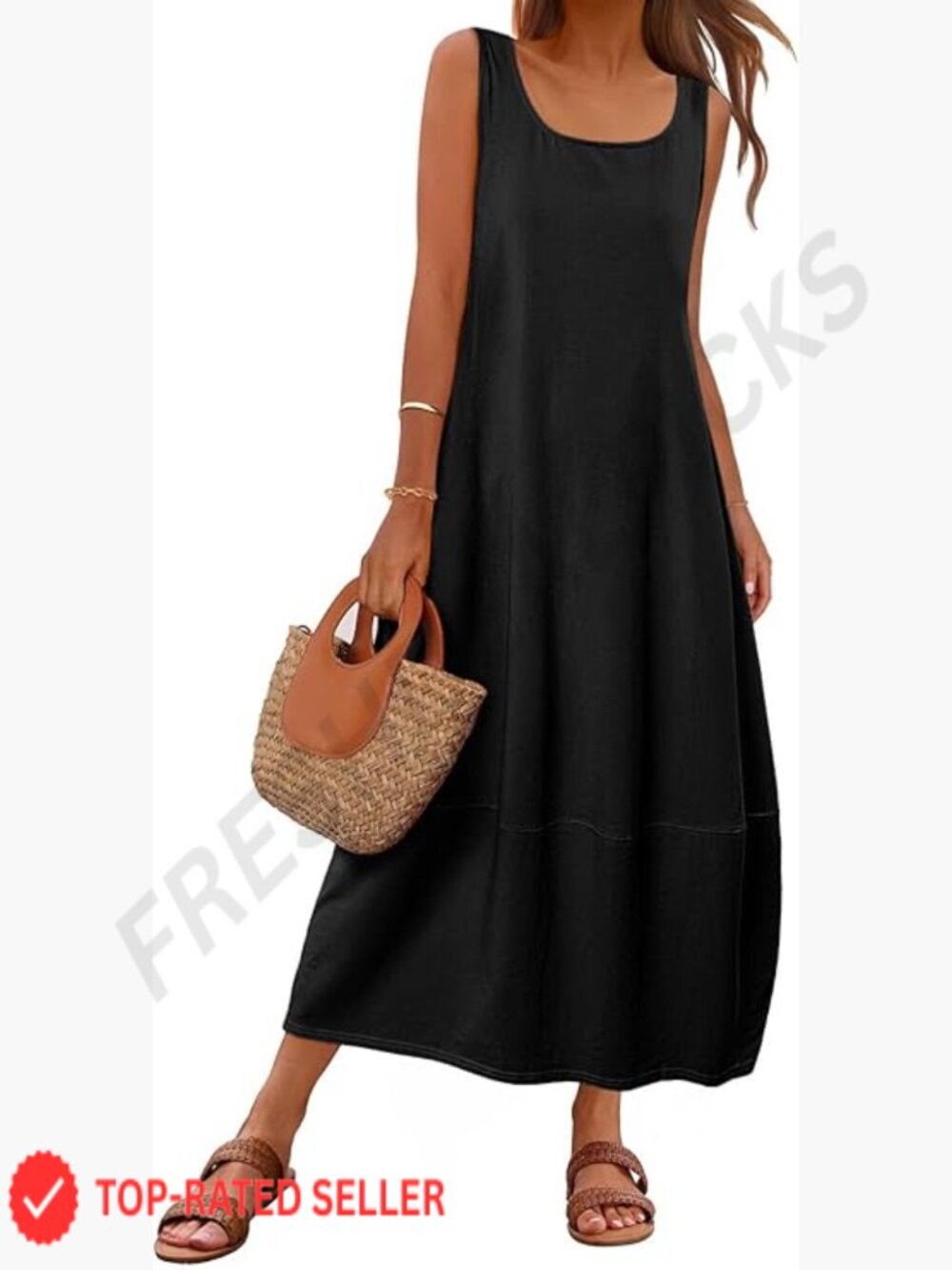 Boho Maxi Sundress Sleeveless Loose Fit Summer Beach Dress Casual Chic